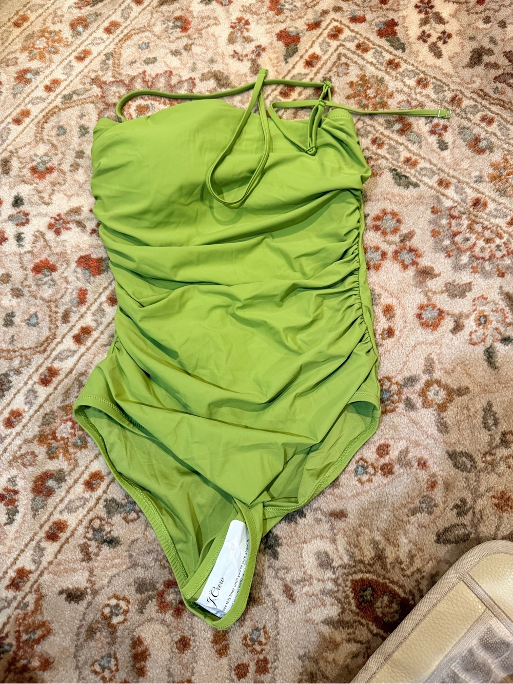 JCREW Gemma ruched bandeau vibrant Fern One-Piece Swimsuit new never worn - Picture 4 of 6